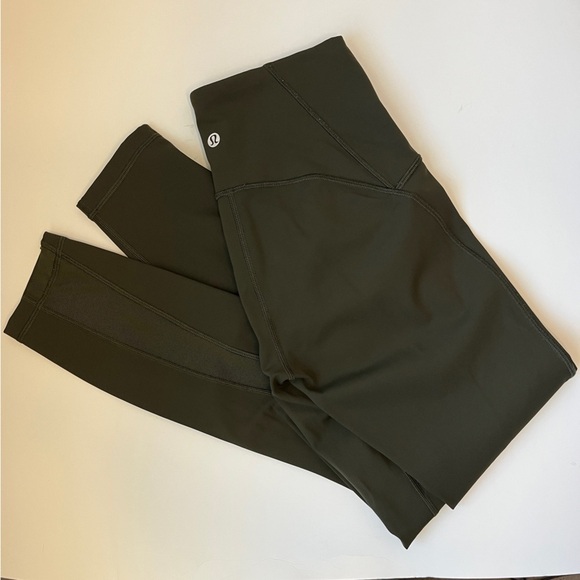 Lululemon Train Times 7/8 Mesh Panel Olive Tights - Picture 3 of 9